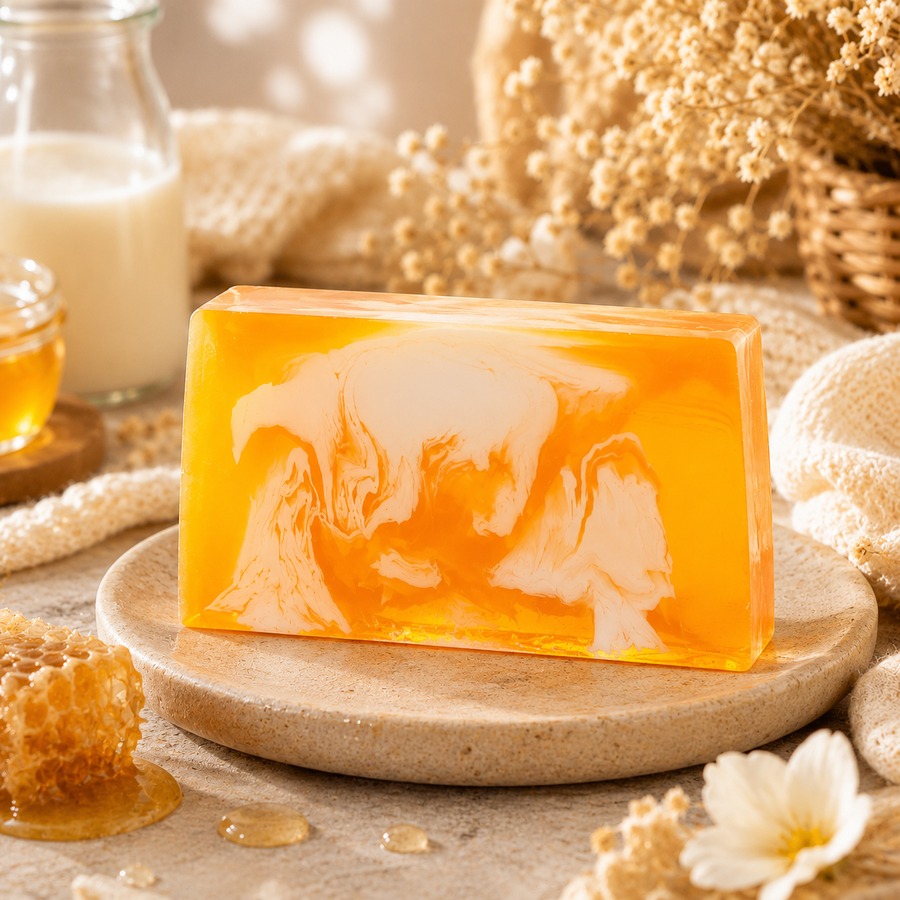 🍯 Savon à la Glycérine Végétale – Lait & Miel (100 g) 🍯