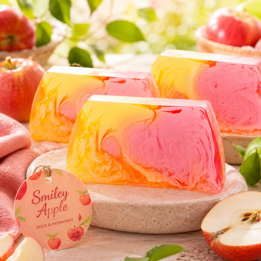 🍎 Savon à la Glycérine Végétale – Smiley Apple (100 g) 🍎