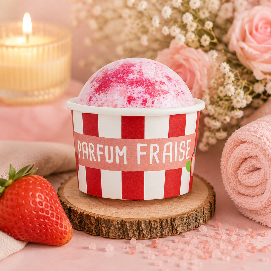 Bombe de bain 100 gr - Carnaval - Senteur Fraise