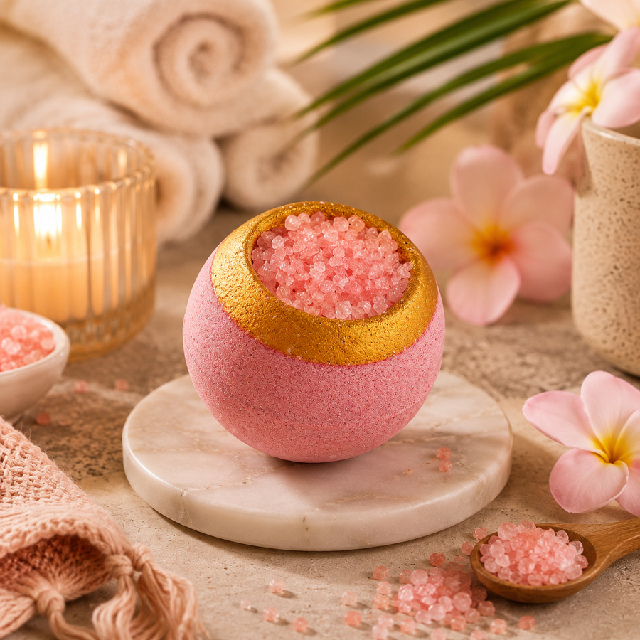 Bombe de bain garnie de sels de bain - Senteur Fleur de Cerisier
