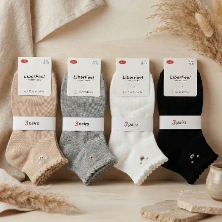 (Précommande) Lot de 3 paires de Chaussettes Femme Courte “Collection Confortable” OURSON COSY – 90% coton