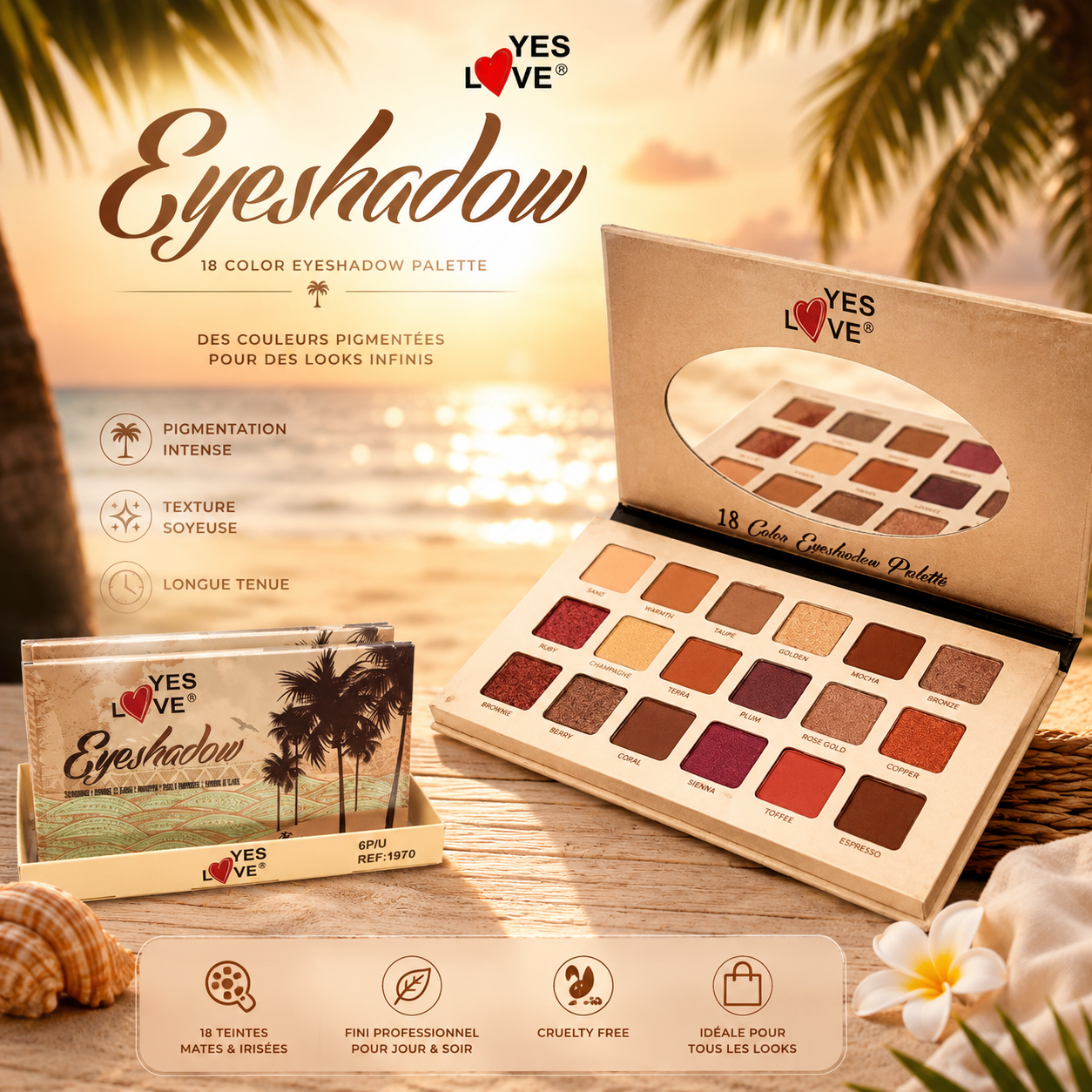 Palette de Fards à Paupières Tropical 18 Couleurs