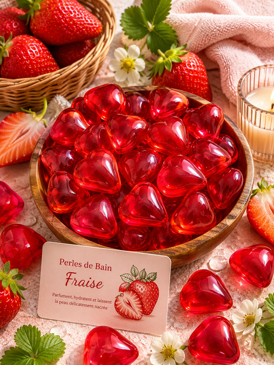 Perle de bain - Coeur fraise