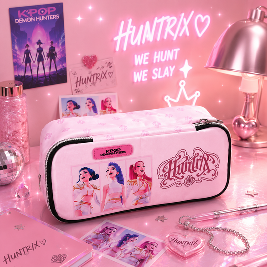 Trousse à crayons rose Kpop Demon Hunters à 2 compartiments, 26 cm