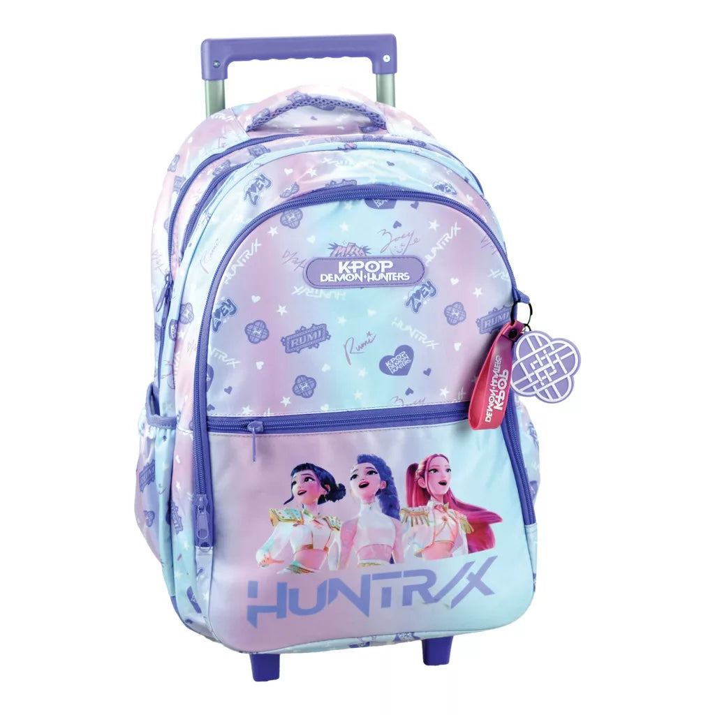 (Précommande) Sac à dos scolaire à roulettes violet K-pop Demon Hunters, 46 cm