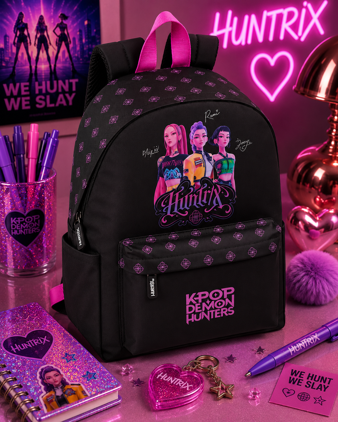 (Précommande) Sac à dos scolaire K-pop Demon Hunters avec grand compartiment 43 cm