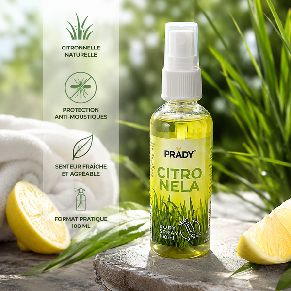 🦟 Spray corporel Anti-Moustiques Citronnelle Prady 100 ml