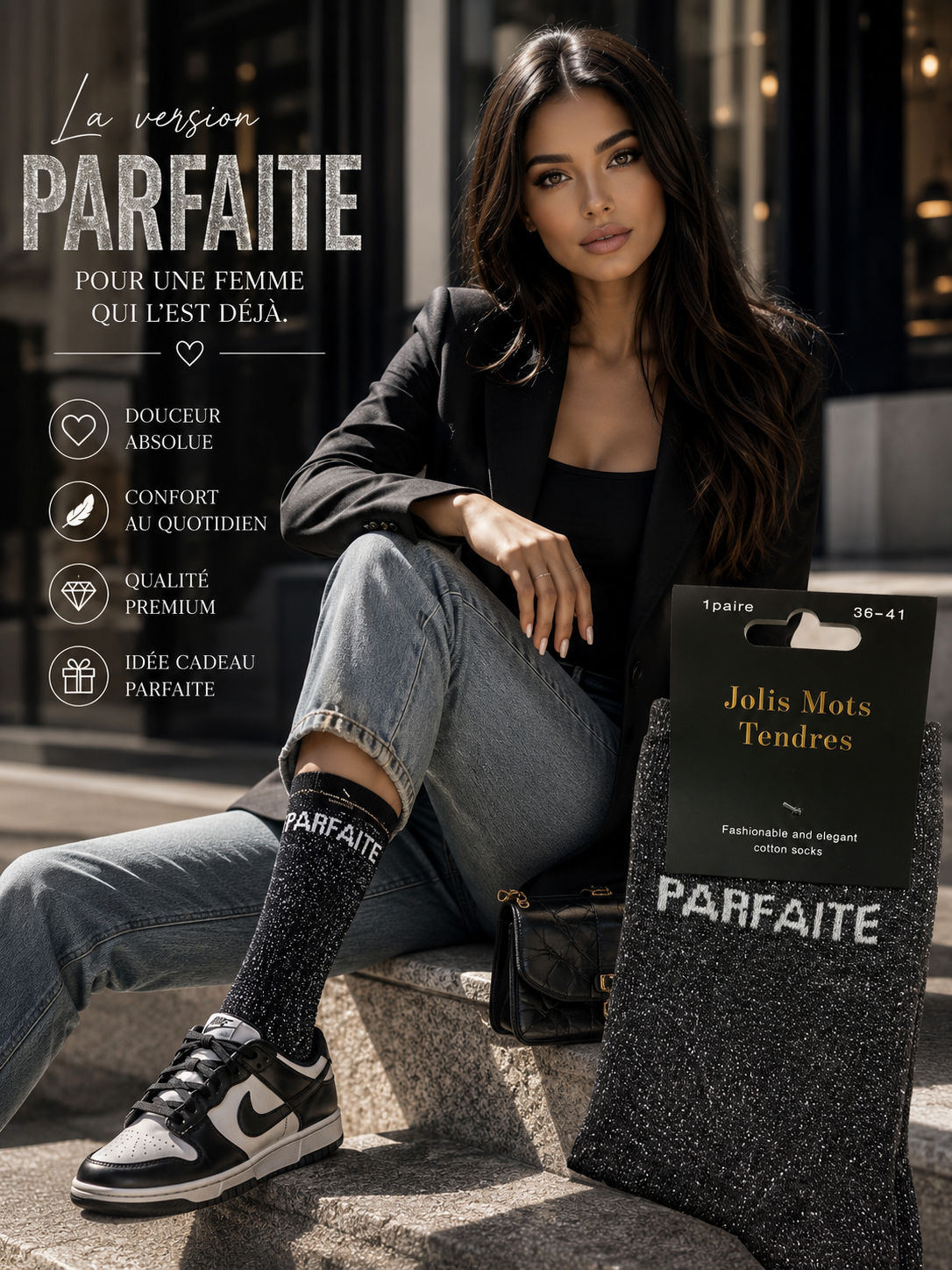 Chaussettes "Parfaite" Noires – Jolis Mots Tendres