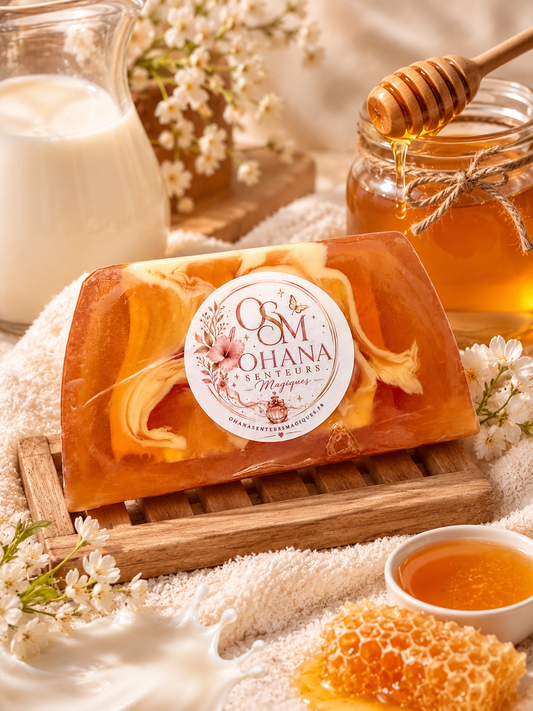 🍯 Savon à la Glycérine Végétale – Lait & Miel 🍯