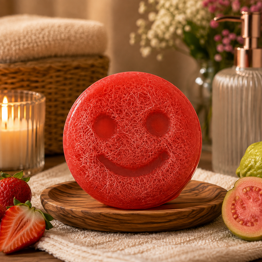 🍓 Savon Gommant Happy – Fraise & Goyave 🩷✨