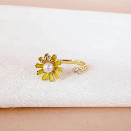 Bague Anti-Stress Fleur – Acier Inoxydable 🌼✨