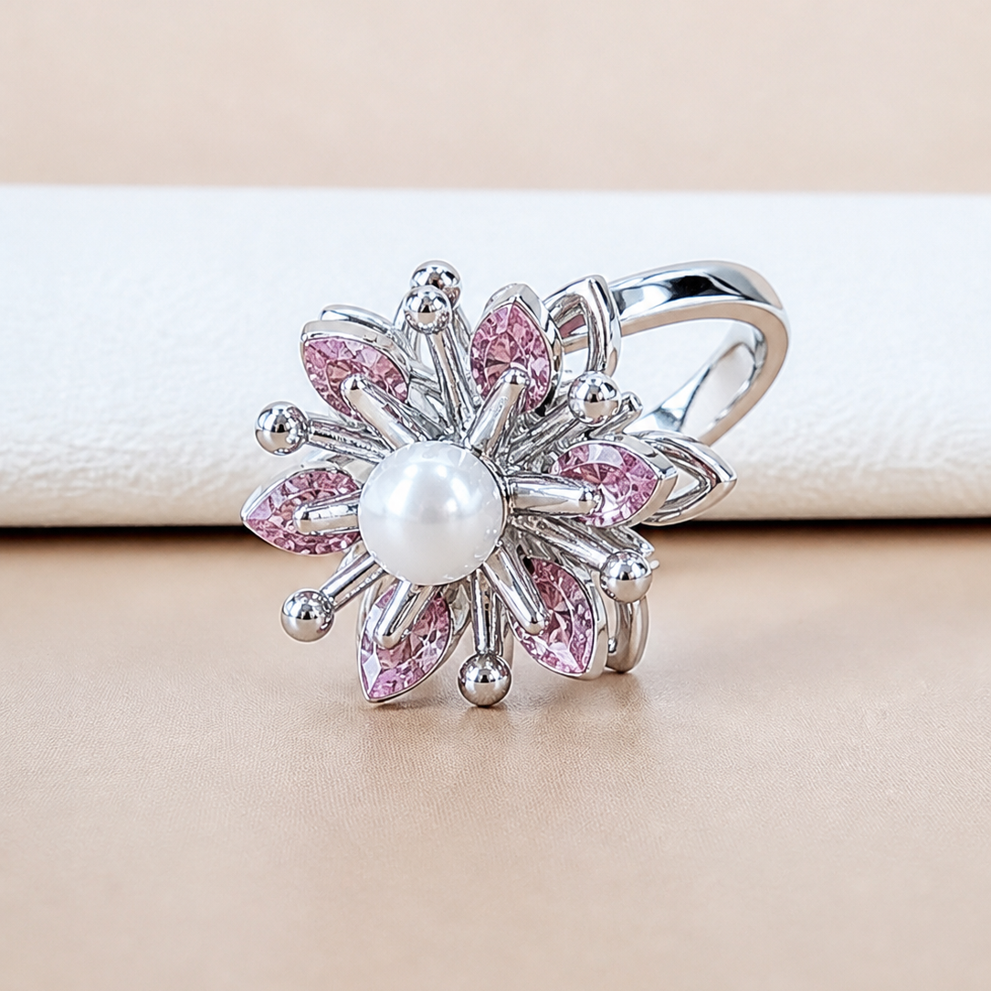 Bague Anti-Stress Fleur – Acier Inoxydable Argenté 🌸✨