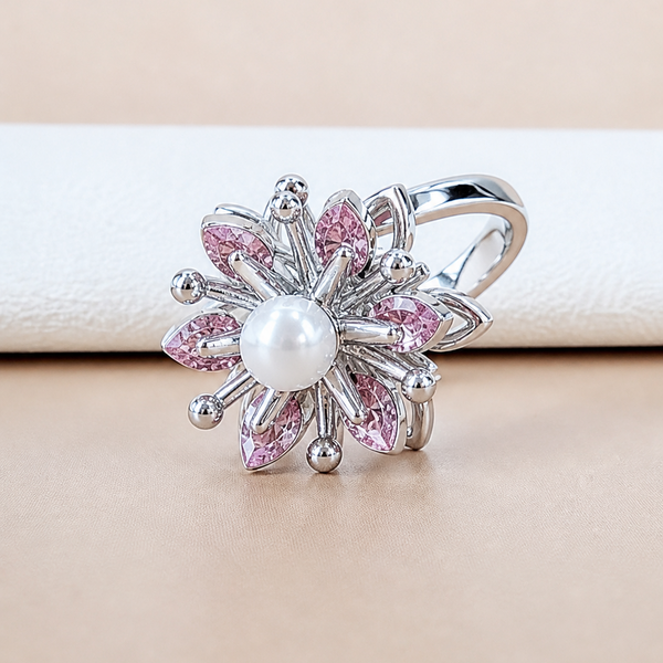 Bague Anti-Stress Fleur – Acier Inoxydable Argenté 🌸✨