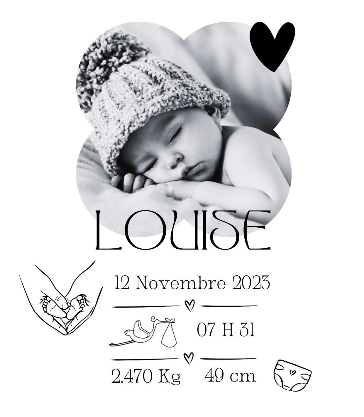 Gravure sur miroir naissance personnalisée