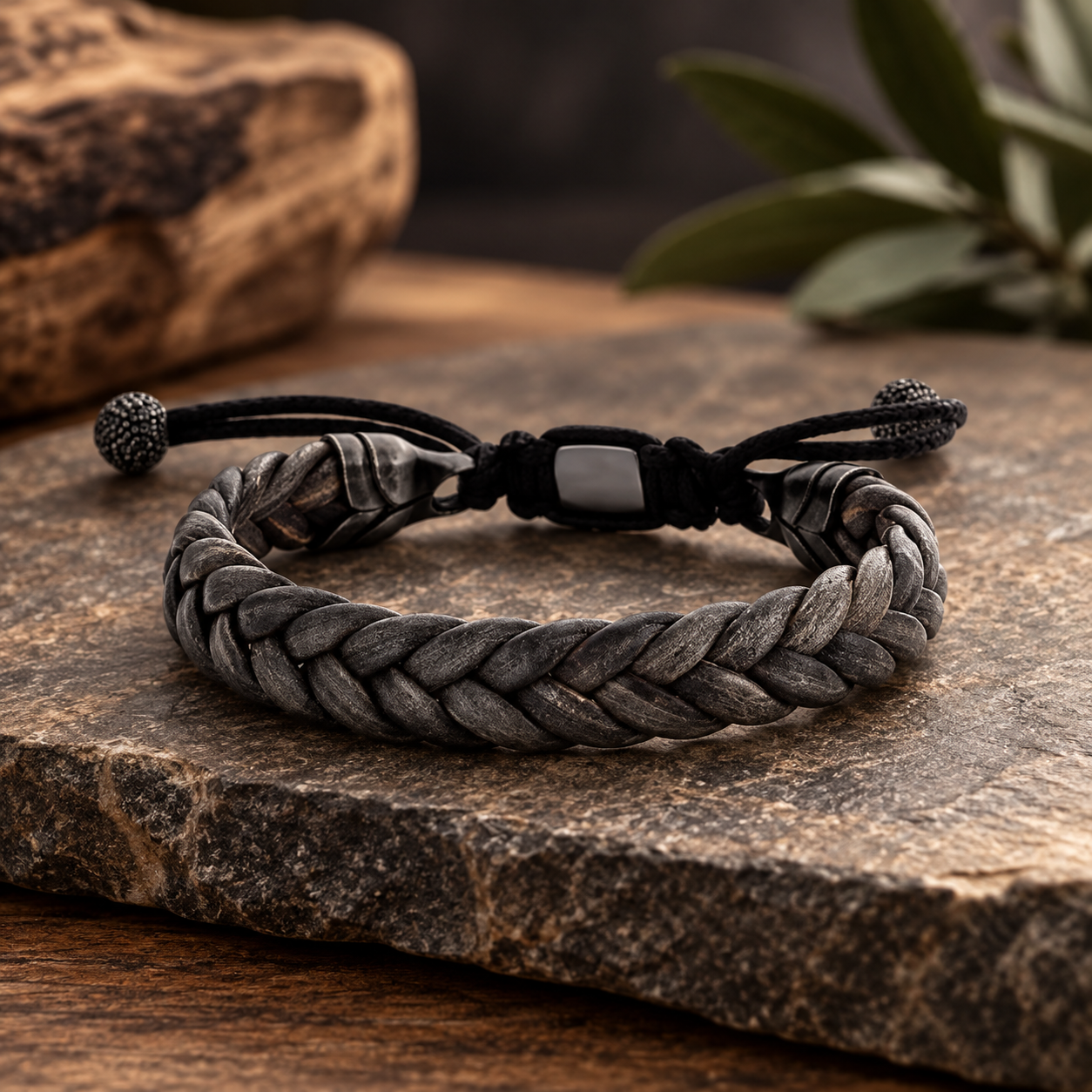 Bracelet Victoria pour homme en cuir marron