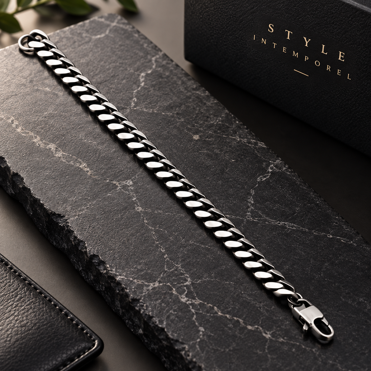 Bracelet en métal noir Victoria pour homme