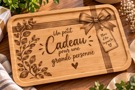 🌿 Plateau apéritif en bambou personnalisable – 28 × 18 × 1,6 cm 🌿