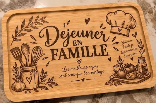 🌿 Plateau apéritif en bambou personnalisable – 28 × 18 × 1,6 cm 🌿