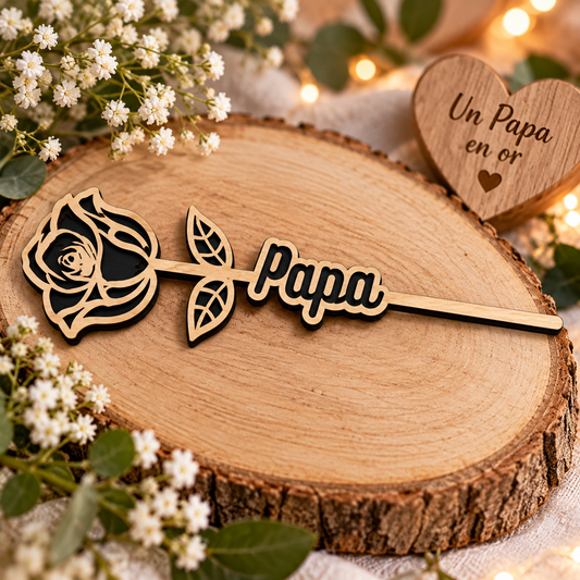 🌹 Rose en bois personnalisée 30cm