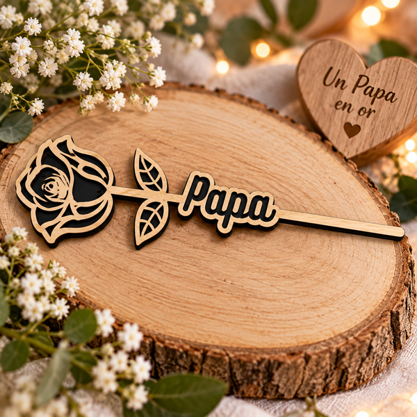 🌹 Rose en bois personnalisée