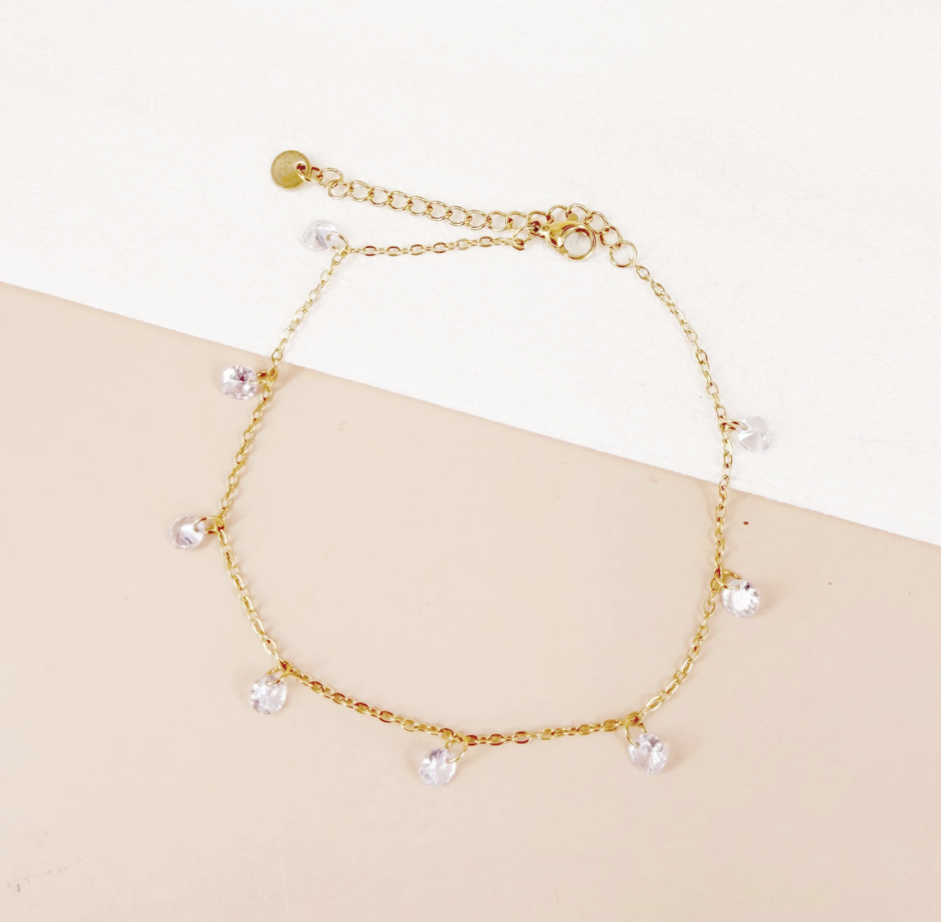Chaîne de cheville avec strass pendant