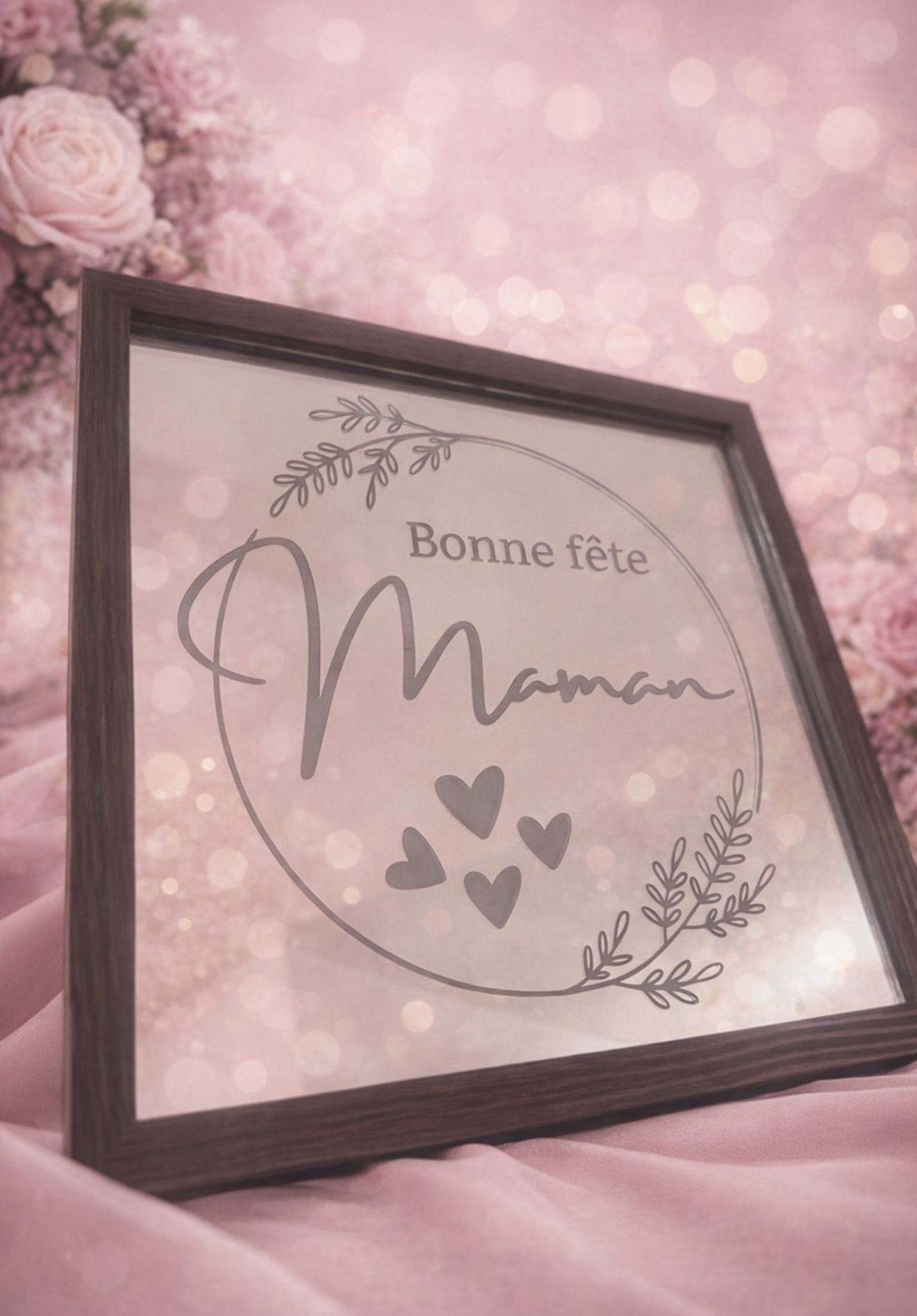 Gravure sur miroir Bonne fête maman