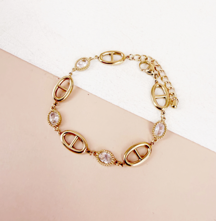 Bracelet maille marine et strass