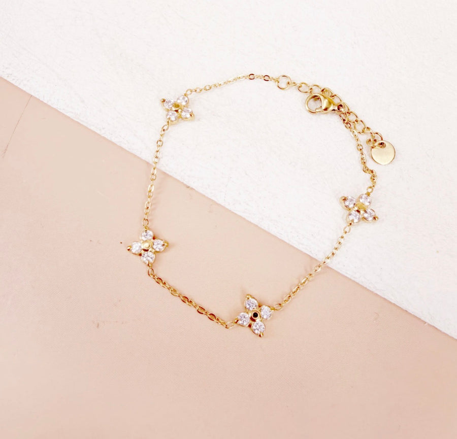 Bracelet fleur strass