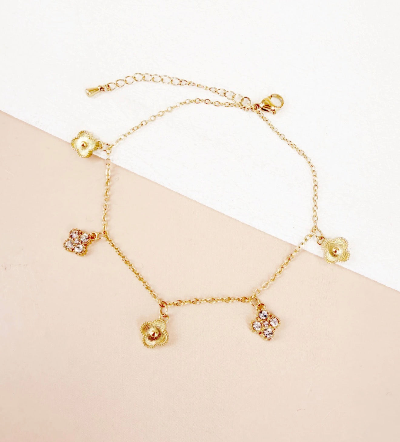 Bracelet chaîne cheville trèfle