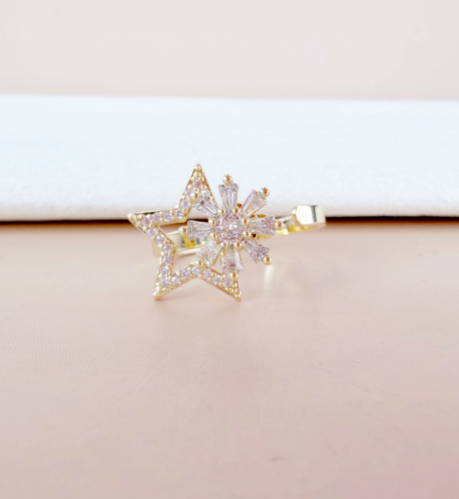 Bague anti-stress étoile dorée strass