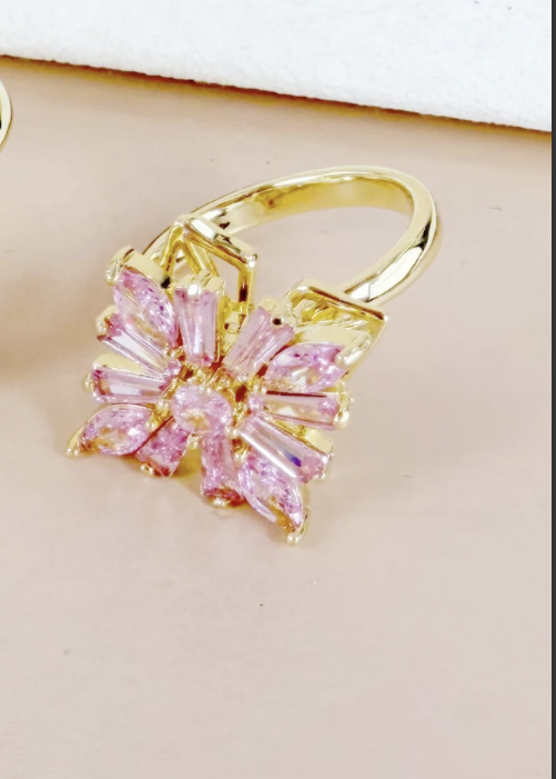 Bague anti-stress fleurs carrées colorées