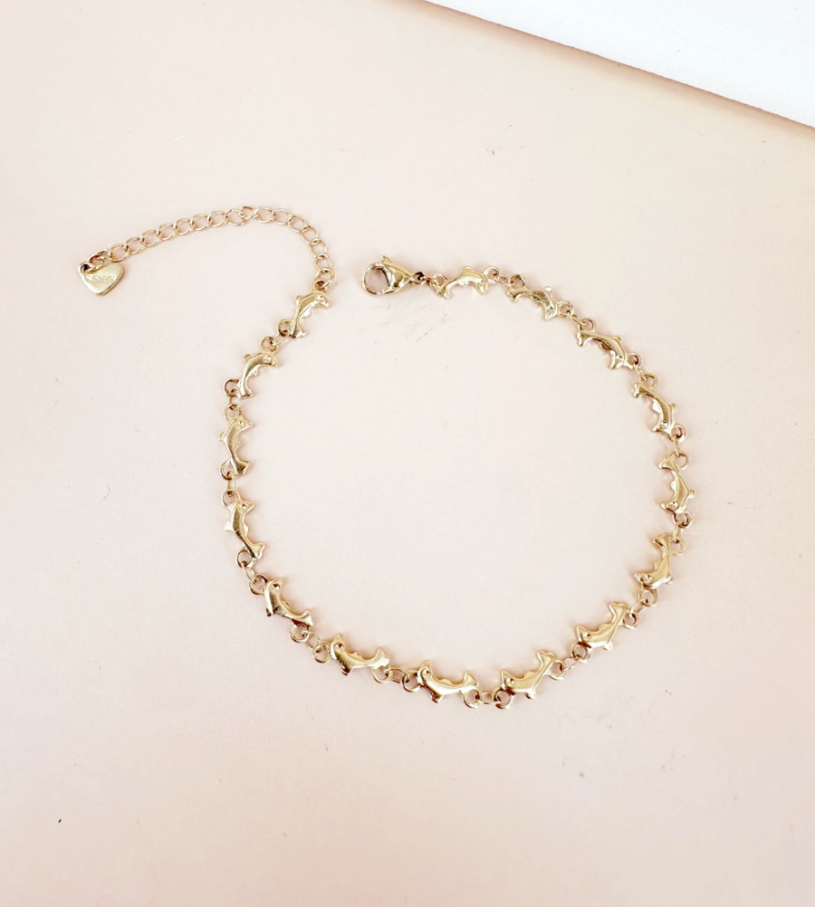 Bracelet chaîne cheville dauphin en acier inoxydable