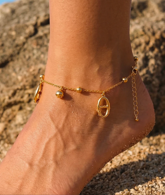 Bracelet chaîne cheville maille marine