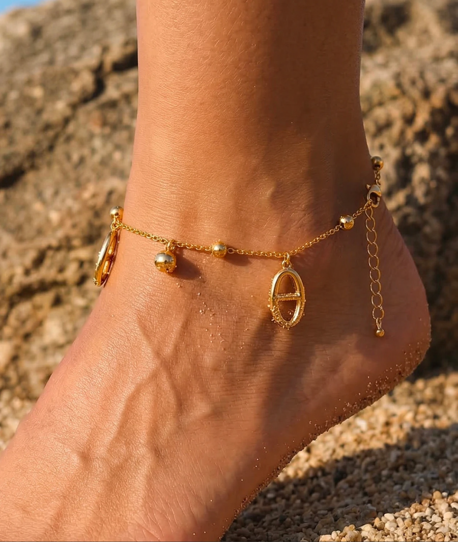 Bracelet chaîne cheville maille marine