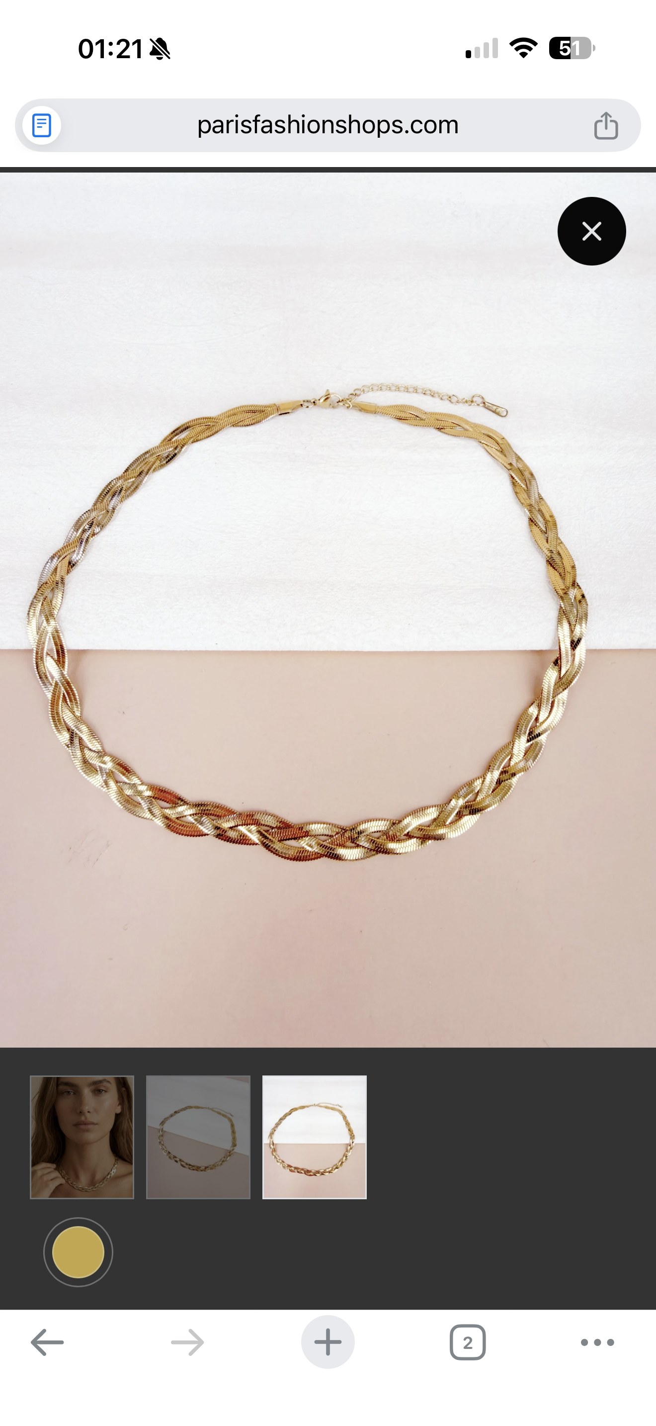 Collier chaîne épaisse dorée