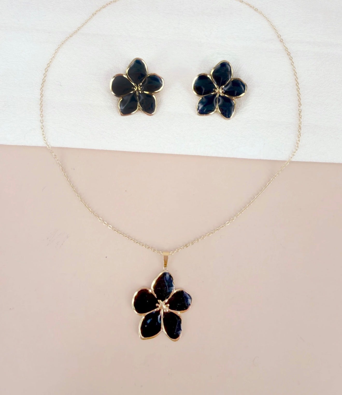 Parure fleur en acier inoxydable