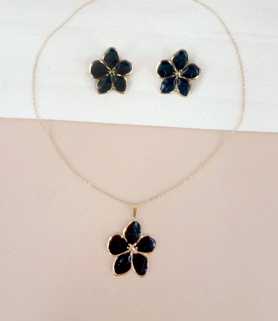 Parure fleur en acier inoxydable