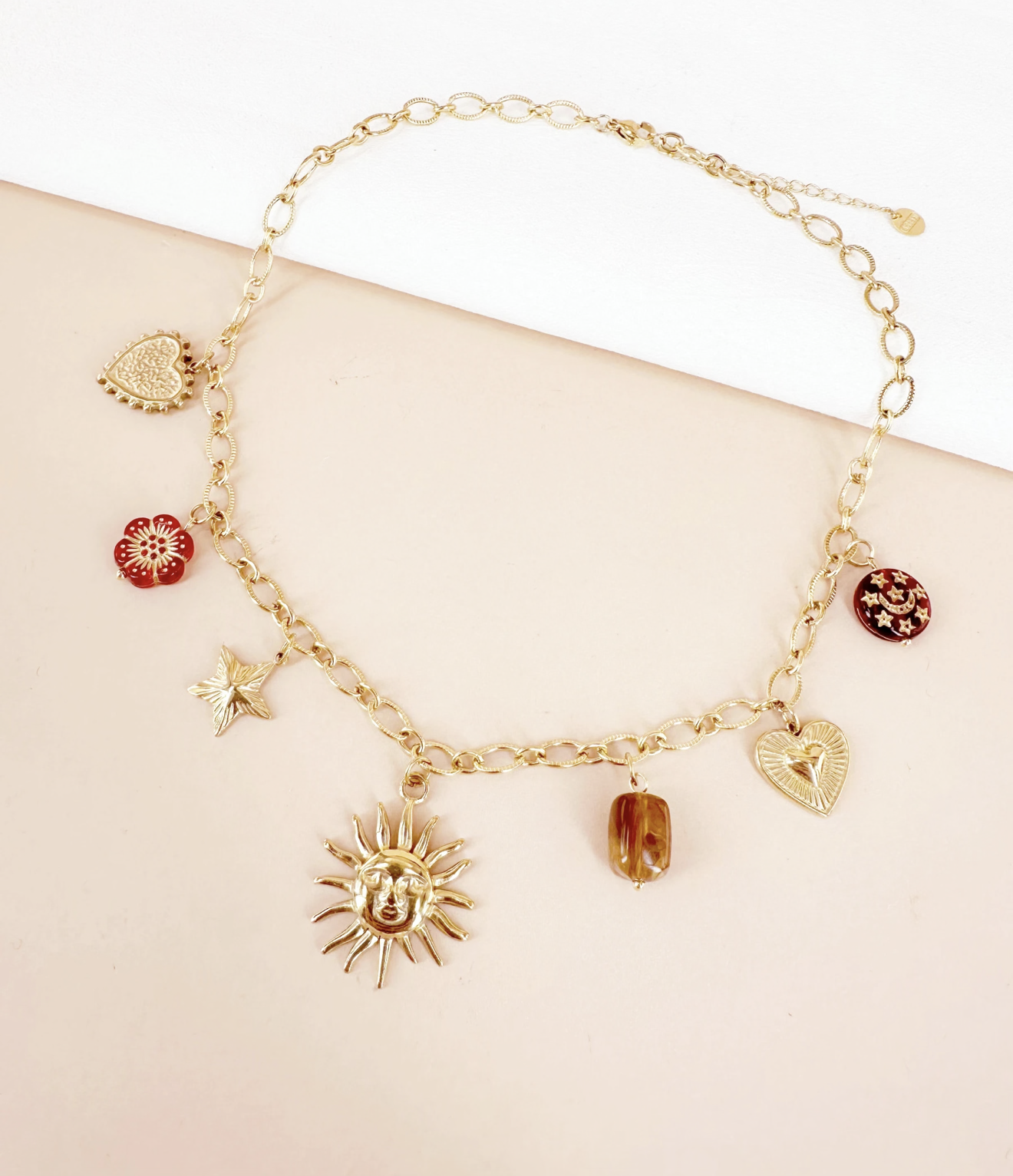 (Précommande) Collier breloques charms résine soleil en acier inoxydable