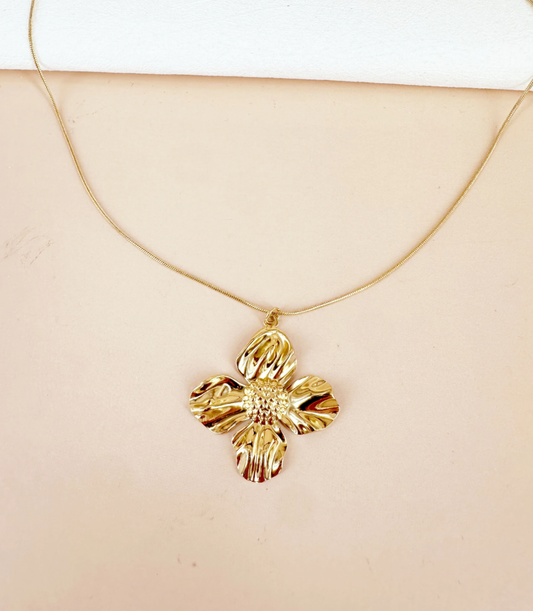 (Précommande) Collier pendentif fleur en acier inoxydable