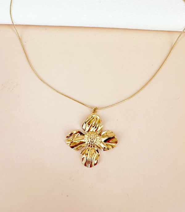 (Précommande) Collier pendentif fleur en acier inoxydable