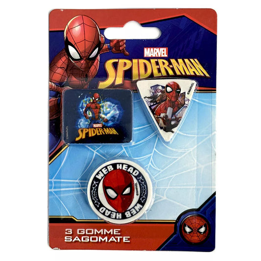 Lot de 3 gommes - Spiderman
