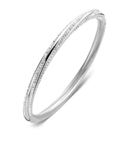 Bracelet à vis  argenté avec pierres blanches