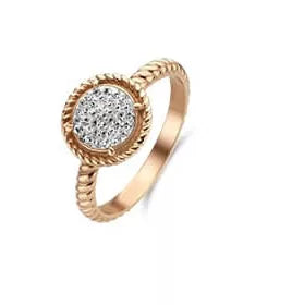 Bague couleur or rose avec pierres blanches