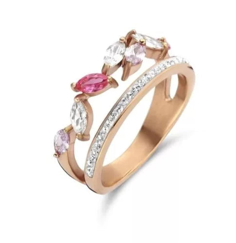 Bague en or rose avec pierres précieuses Victoria