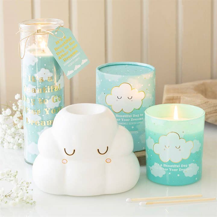 Bougie motif nuage lavande et camomille