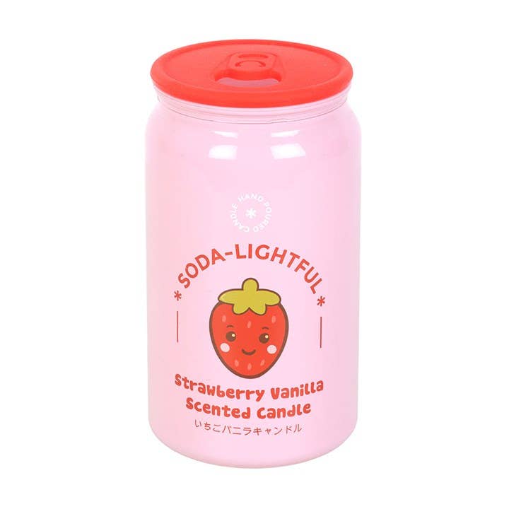 Bougie en canette de soda fraise‑vanille