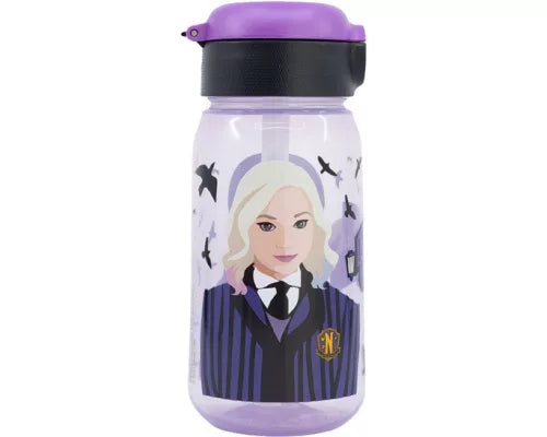 (Précommande) Gourde en plastique avec paille Mercredi Addams 510ml