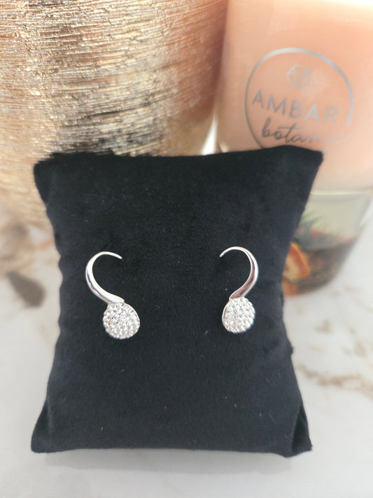 Boucles d'oreilles crochet en pierre blanche couleur argent Victoria