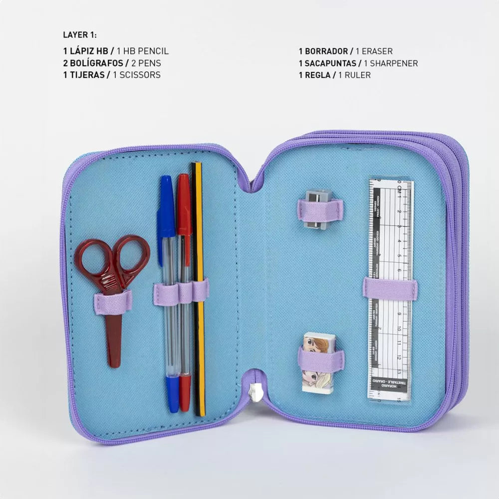 Trousse à crayons remplie Reine des neiges 3 niveaux