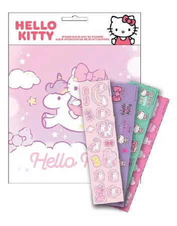 Album d'autocollants Hello Kitty Licorne avec 50 autocollants